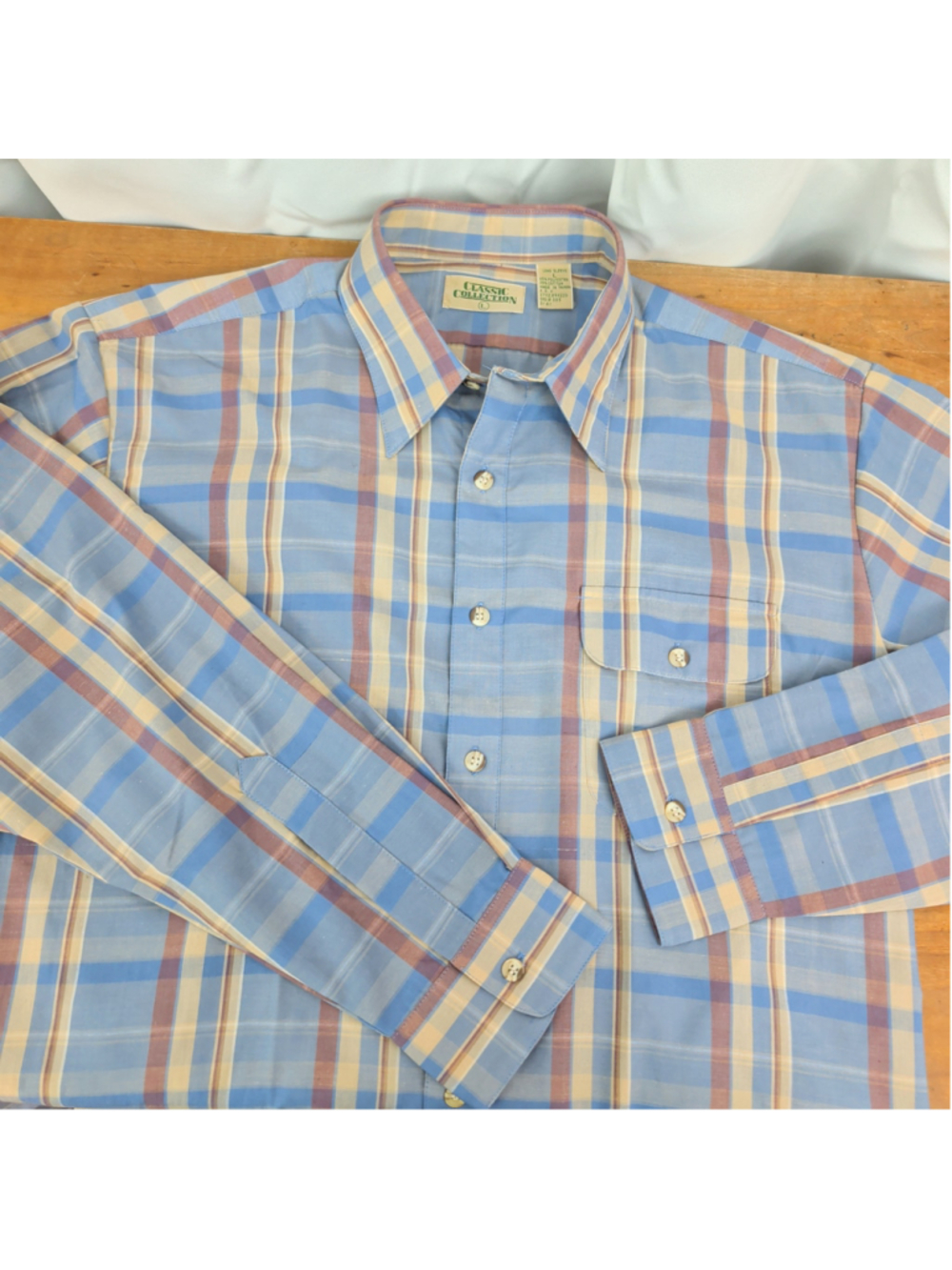 Men's Deadstock Sears' 80's Plaid Collared Shirt Large.